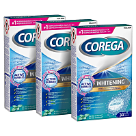 COREGA Whitening antibakteriální tablety 3 balení 30 kusů