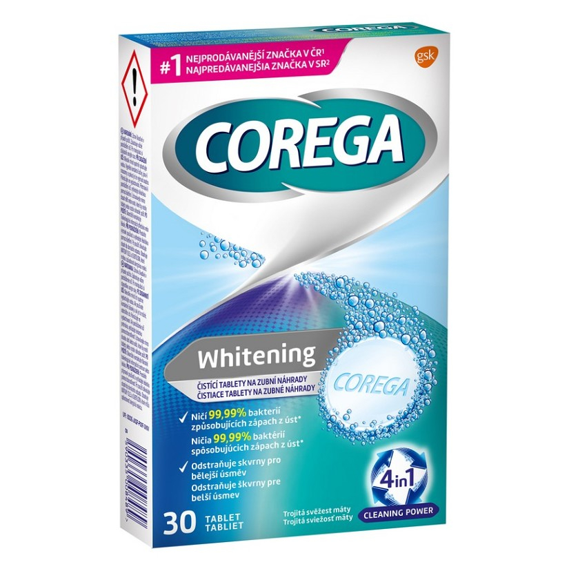 Levně COREGA Whitening Antibakteriální čistící tablety 30 ks