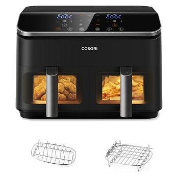 COSORI Dual Basket horkovzdušná fritéza 5x špíz a rošt 8,5 litrů (Horkovzdušné fritézy) - Automatické, Elektrické, Kuchyňské, Svítící, Časovač, Na vaření