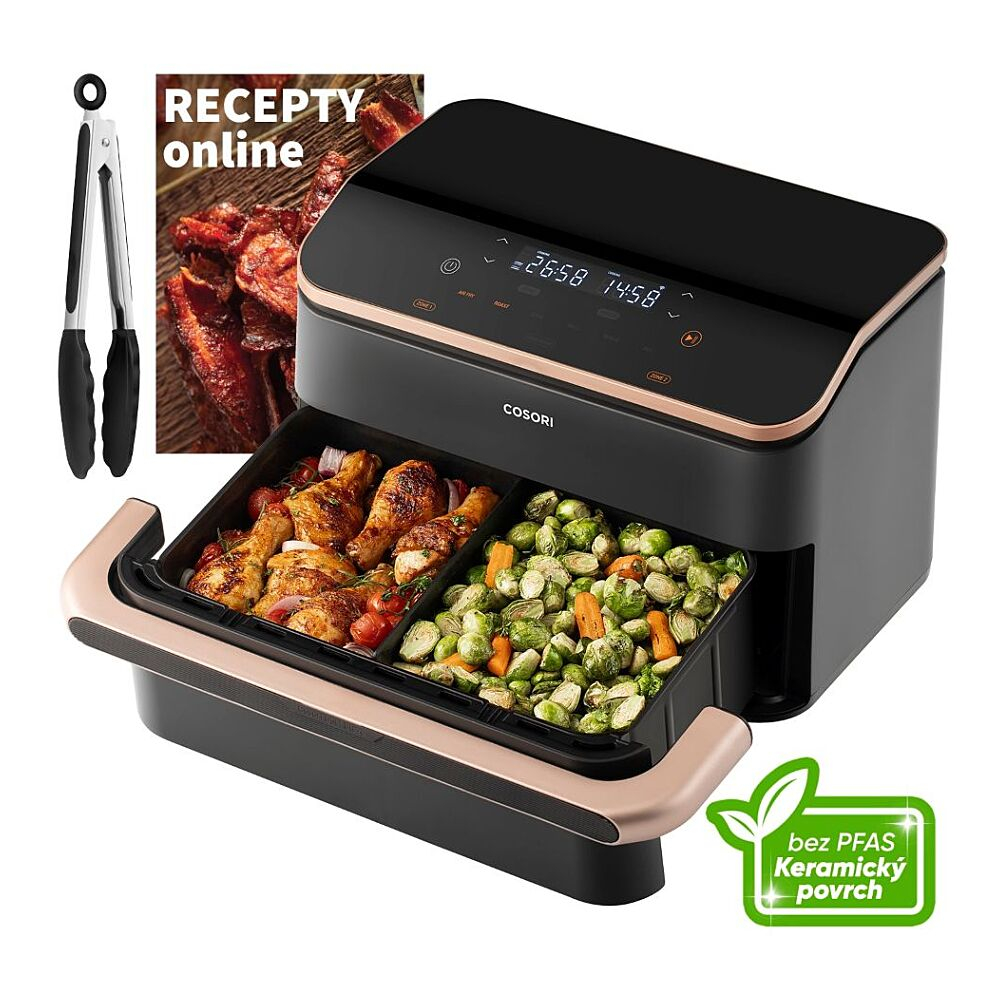 COSORI TF101S Dual Blaze TwinFry chytrá horkovzdušná fritéza keramika černá 10 l
