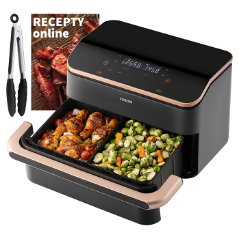 COSORI TF101S Dual Blaze TwinFry horkovzdušná fritéza 10 litrů (Horkovzdušné fritézy) - Automatické, Elektrické, Kuchyňské, Svítící, Časovač, Na vaření
