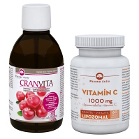 PHARMA ACTIV Cranvita brusinky 250 ml + Vitamín C lipozomal 60 tobolek