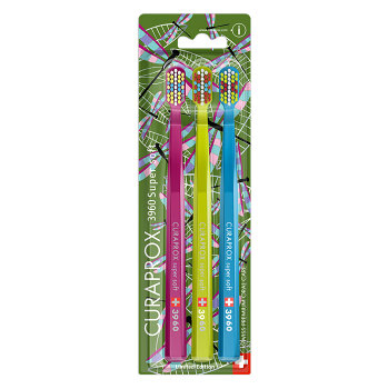 CURAPROX 3960 Zubní kartáček Dragon Fly a Ginkgo Super Soft 3 ks (Klasické kartáčky) - Klasické