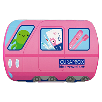 Curaprox Travel set KIDS růžový (Cestovní sady zubních kartáčků)