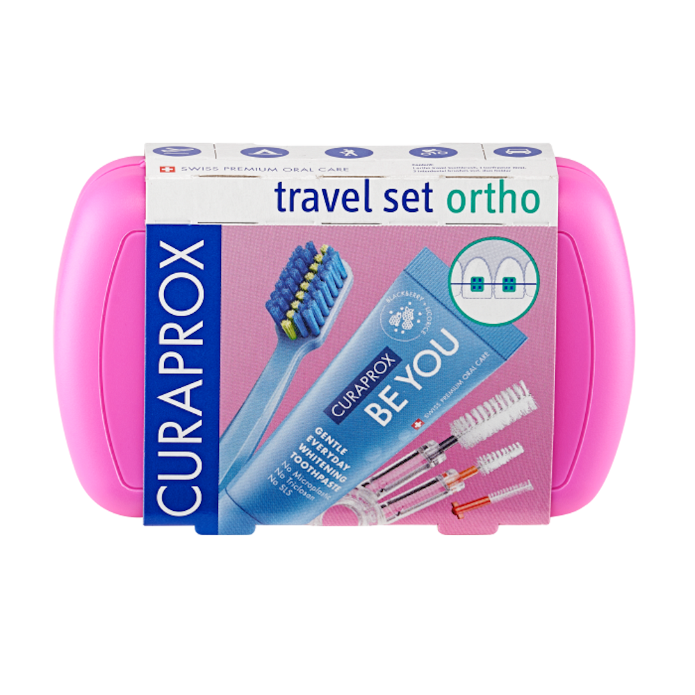 E-shop CURAPROX Travel set ORTHO růžový 1 kus
