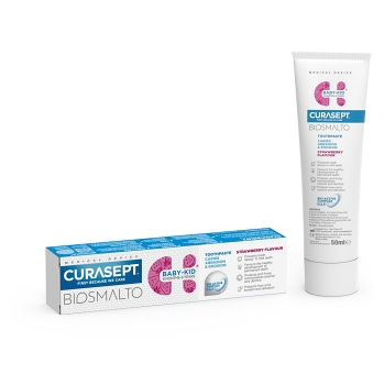 CURASEPT Biosmalto baby-kid dětská zubní pasta do 6 let jahoda 50 ml (Prostředky na zuby a zubní náhrady) - Čistící