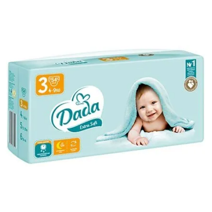 DADA Extra soft plenky velikost 3 4-9kg 54 kusů