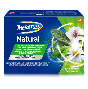 DARČEK Theratuss natural pastilky s príchuťou malina 16 tabliet ()