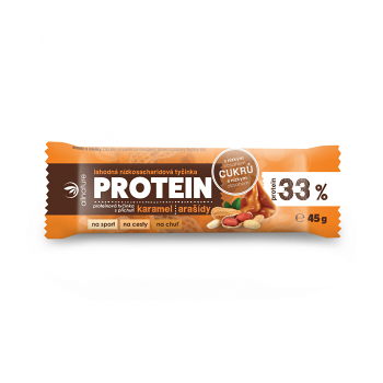 DÁREK ALLNATURE Proteinová nízkosacharidová tyčinka 33% karamel a arašídy 45 g
