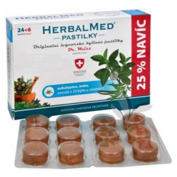 DÁREK DR. WEISS HerbalMed pastilky Eukalypt + máta + vitamín C 24+6 pastilek
