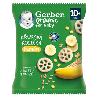 DÁREK GERBER Organic chewing wheels křupané kolečka s banánem 28 g