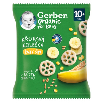 DÁREK GERBER Organic chewing wheels křupavá kolečka s banánem 28 g