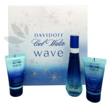 Davidoff Cool Water Wave Woman - toaletní voda s rozprašovačem 50 ml + tělové mléko 50 ml + sprchový gel 50 ml