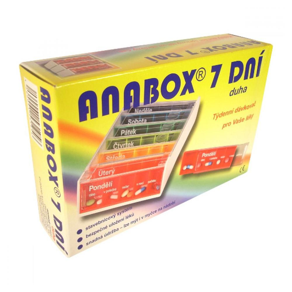 E-shop ANABOX Dávkovač na léky 7 dní duha
