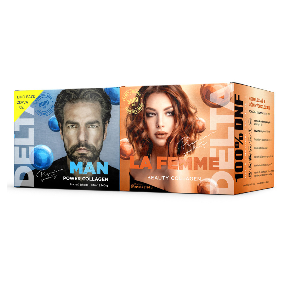 Levně DELTA MEDICAL La Femme beauty & Man power collagen DUO PACK 436 g