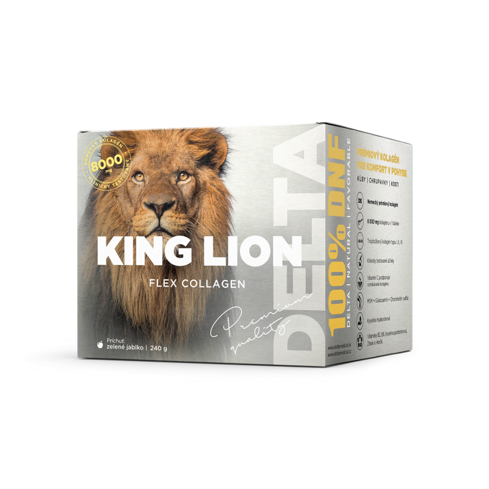 Levně DELTA MEDICAL King lion flex collagen příchuť zelené jablko 240 g