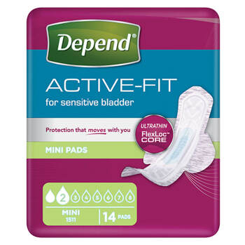 DEPEND Active-Fit mini dámské inkontinenční vložky 2 kapky 14 kusů