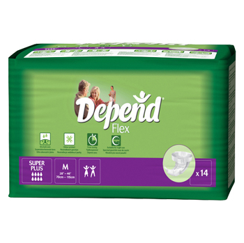 DEPEND® Plenkové kalhotky Flex Super Plus velikost M 14 kusů (Inkontinenční kalhotky zalepovací)