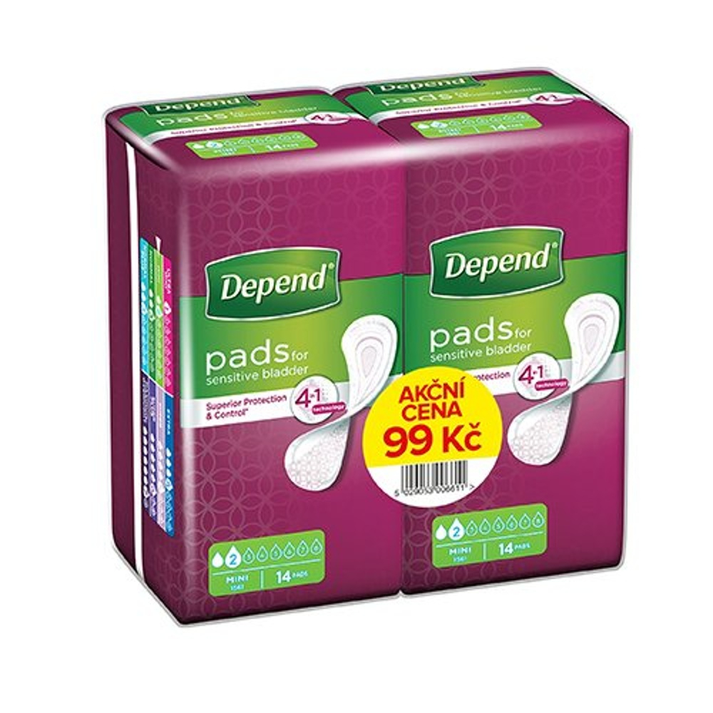 DEPEND Pads mini inkontinenční vložky pro ženy DUOPACK 2x 14 ks ...