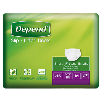 DEPEND® Plenkové kalhotky Slip Super Plus velikost M 15 kusů (Inkontinenční kalhotky zalepovací)