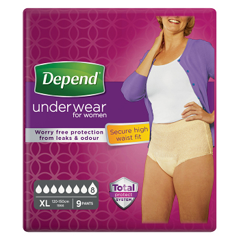 DEPEND Super inkontinenční kalhotky pro ženy velikost XL 9 kusů (Inkontinenční kalhotky natahovací)