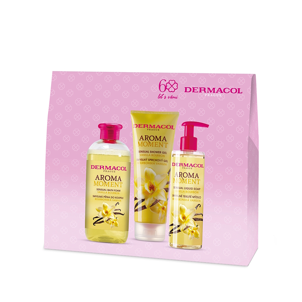 DERMACOL Vanilka dárkové balení SG 250 ml + pěna 500 ml + mýdlo 250 ml