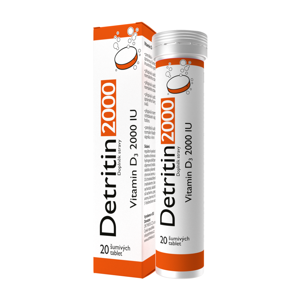 Levně DETRITIN 2000 IU Vitamin D3 20 šumivých tablet