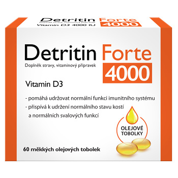 DETRITIN Forte vitamin D3 4000 IU 60 měkkých tobolek (Vitamín D) - Jednosložkové