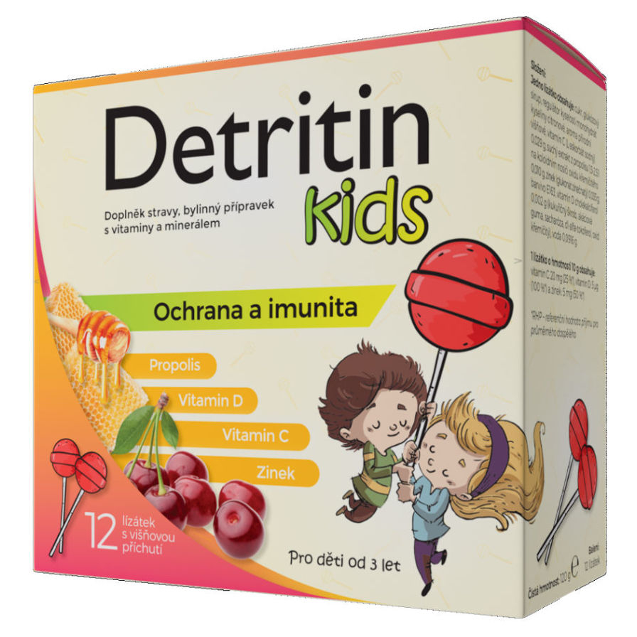 Levně DETRITIN Kids lízátka na imunitu 12 ks