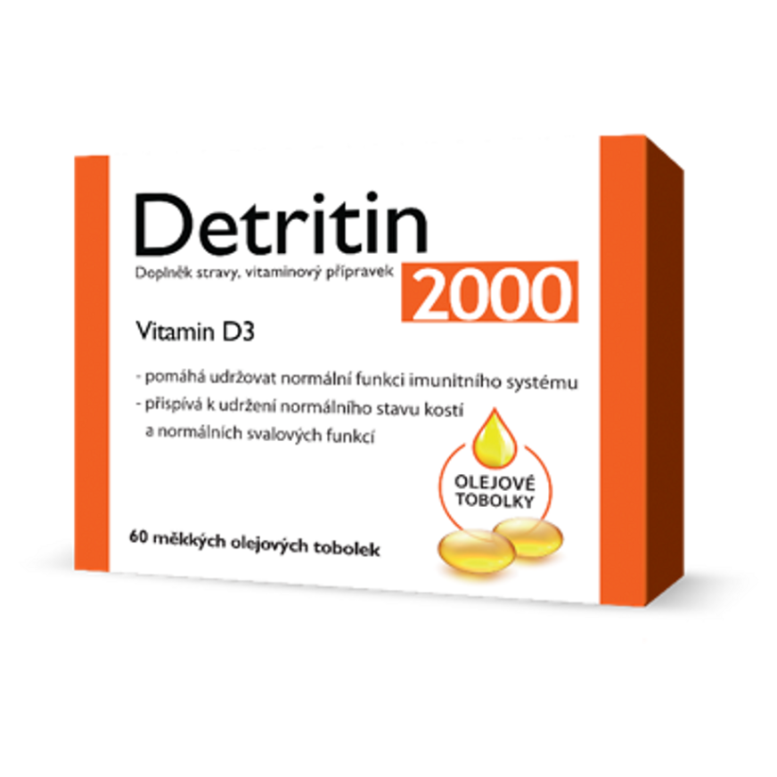 Levně DETRITIN Vitamin D3 2000 IU 60 měkkých tobolek