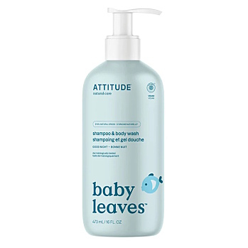 ATTITUDE Baby leaves good night dětský šampon a tělové mýdlo 473 ml (Dětské šampony) - Zklidňující, Čistící, Hypoalergenní