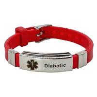 DIA-WAY Silikonový náramek Diabetic, Barva: Červená
