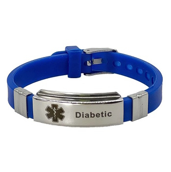 DIA-WAY Silikonový náramek Diabetic, Barva: Modrá (Zdravotnické pomůcky pro diabetiky)