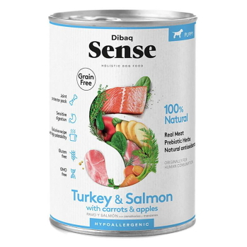 DIBAQ SENSE Konzerva pro štěňata Puppy Turkey & Salmon 380 g