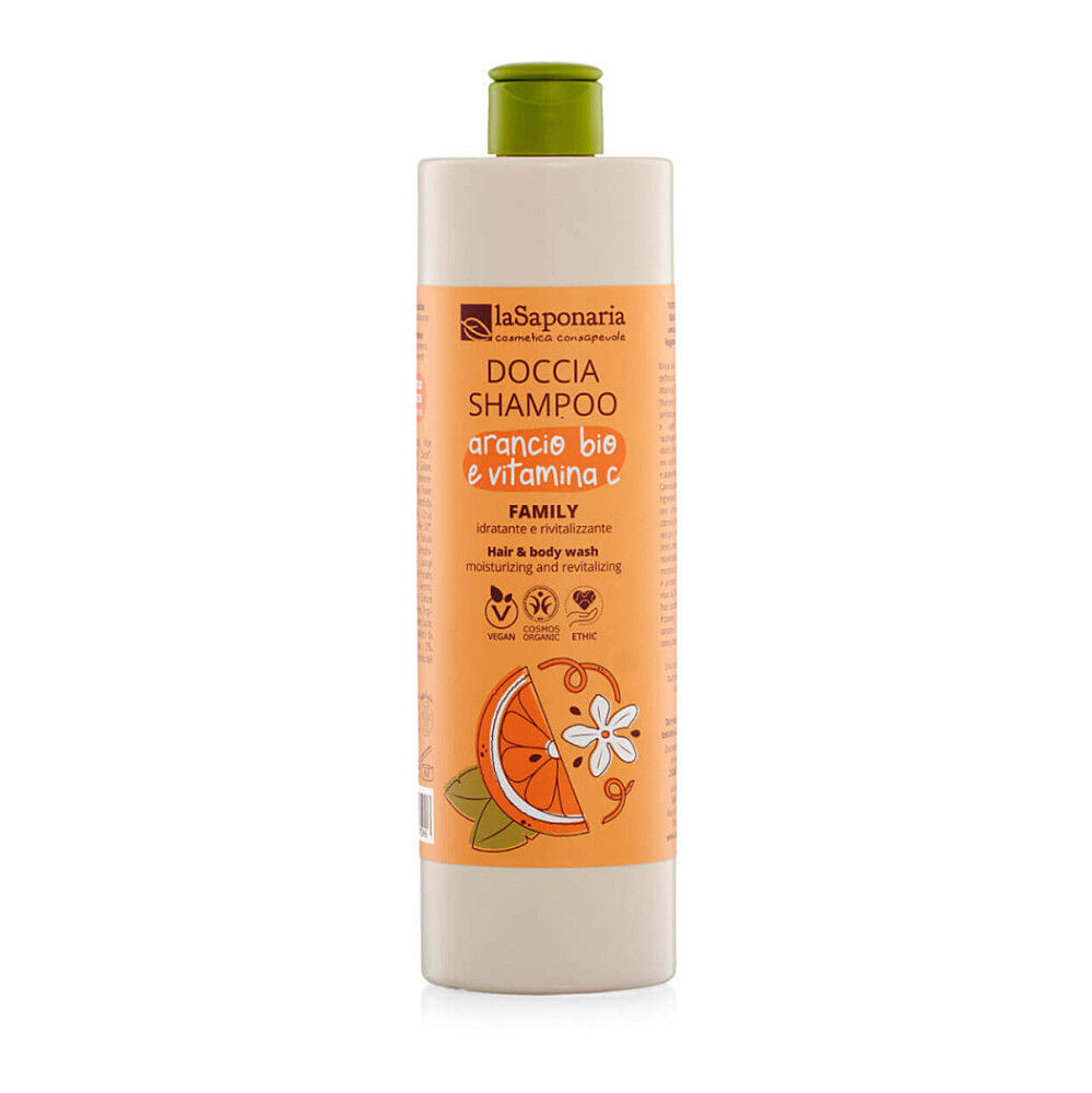 LA SAPONARIA Sprchový gel a šampon 2v1 s BIO pomerančem a vit.C 500 ml