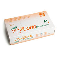 DONA Rukavice vyšetřovací vinyl bezprašné velikost M 100 kusů