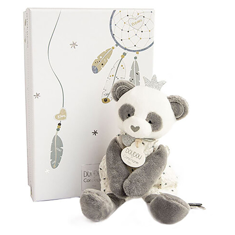 E-shop DOUDOU Dárková sada plyšová hračka panda s dečkou 20 cm