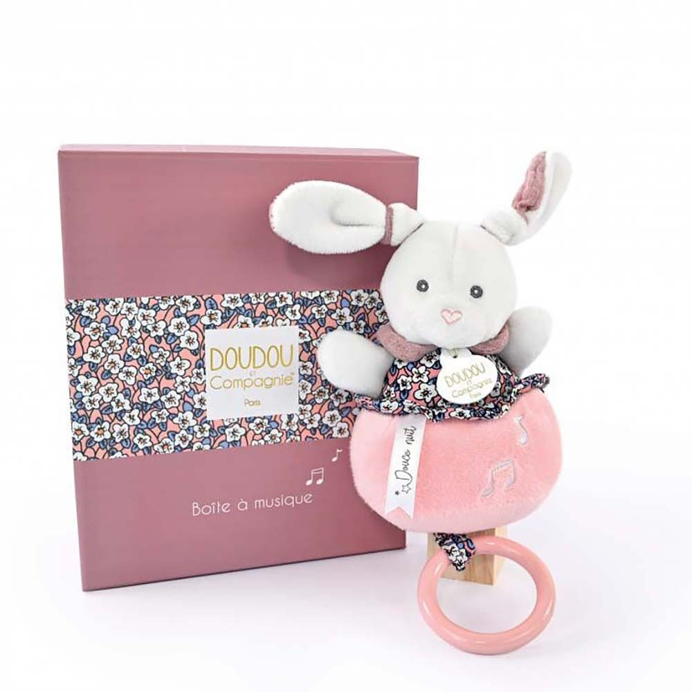 E-shop DOUDOU Plyšový králíček hrající melodii růžový 20 cm
