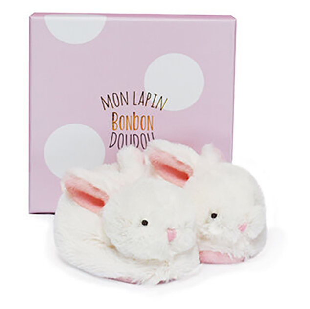 E-shop DOUDOU Sada botiček s chrastítky králíček růžový 0-6 měsíců
