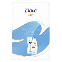 DOVE Original Sprchový gel 250 ml Deeply Nourishing + Tělové mléko 250 ml Essential Care Vanoční kazeta pro ženu