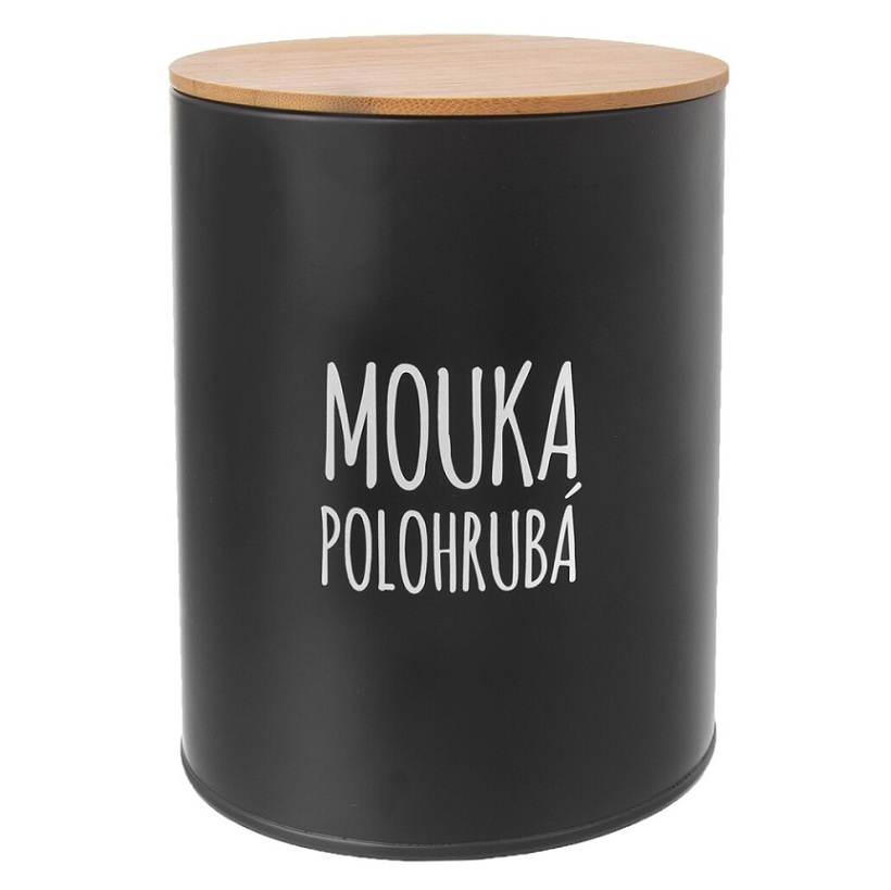 E-shop ORION Dóza Mouka polohrubá plech / bambus Black 1 kus