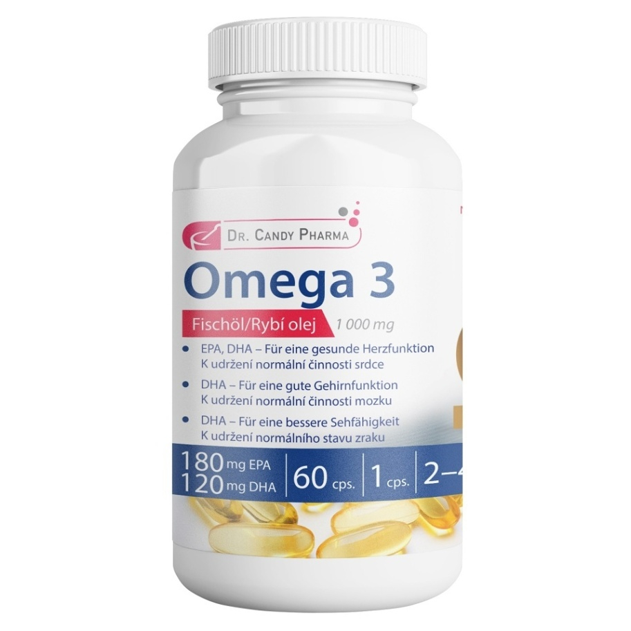 Levně DR.CANDY PHARMA Omega 3 rybí olej 1000 mg 60 kapslí