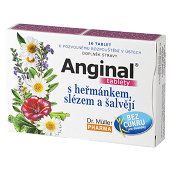 DR. MÜLLER Anginal tablety s heřmánkem, slézem a šalvějí 16 tablet