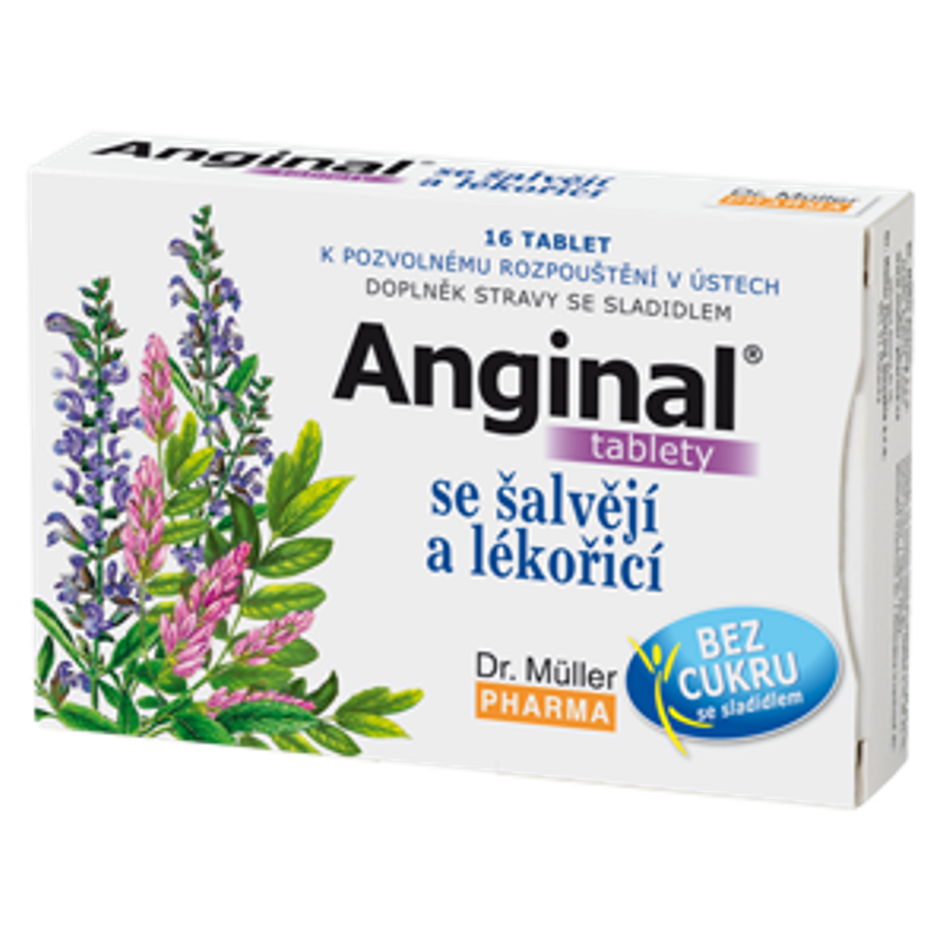E-shop DR. MÜLLER Anginal tablety se šalvějí a lékořicí 16 tablet