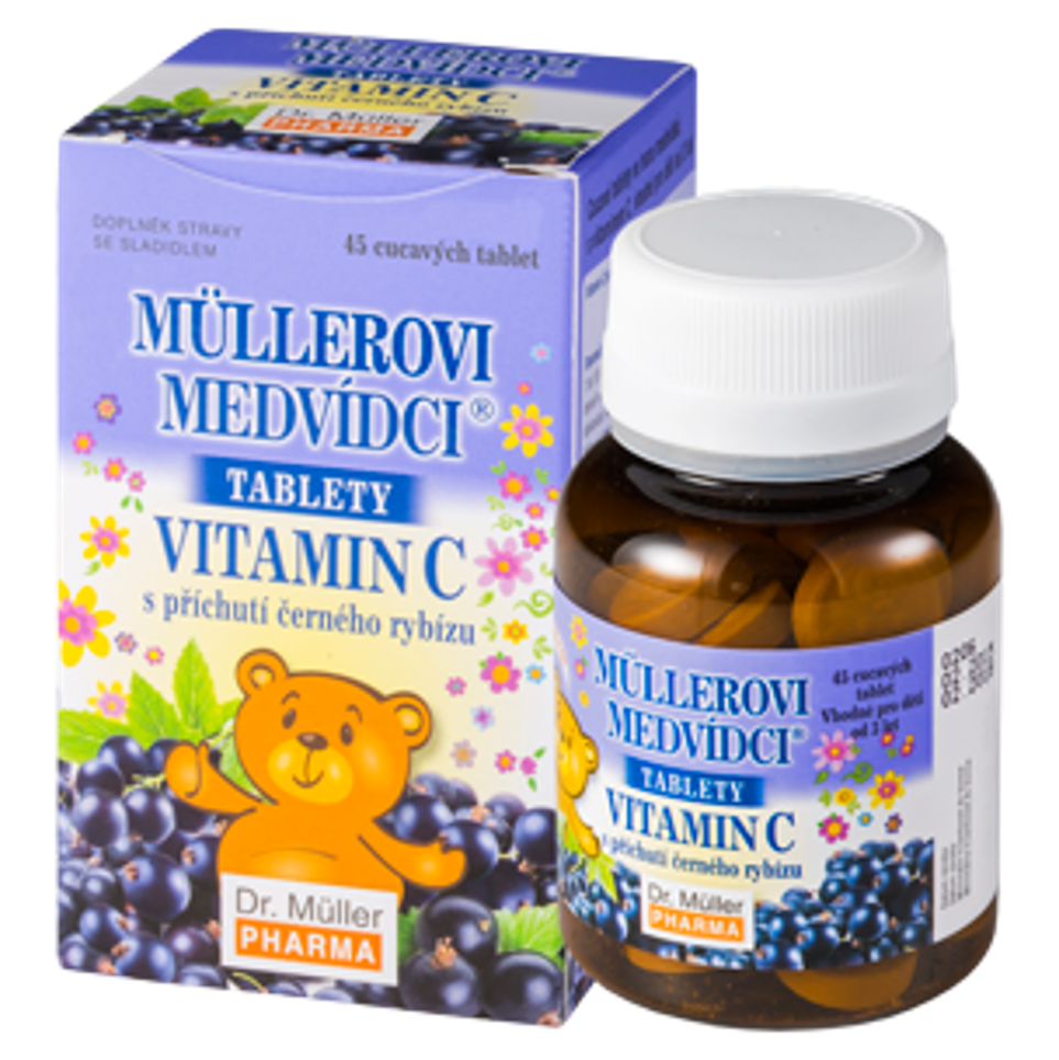 Levně DR. MÜLLER Müllerovi medvídci s vitaminem C s příchutí černého rybízu 45 tablet