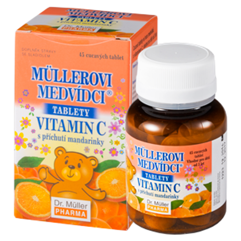 Levně DR. MÜLLER Müllerovi medvídci s vitaminem C s příchutí mandarinky 45 tablet
