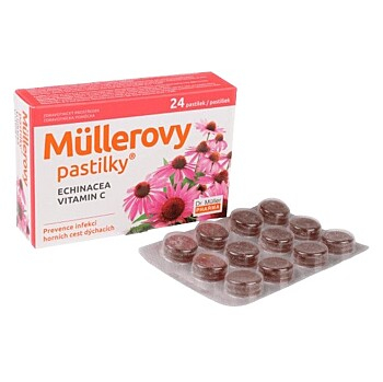 DR. MÜLLER Müllerovy pastilky s echinaceou 24 kusů ZP (Na suchý kašel) - Přírodní, Bylinné, Vícesložkové