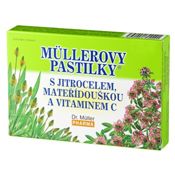 DR. MÜLLER Müllerovy pastilky s jitrocelem, mateřídouškou a vitaminem C 24 pastilek