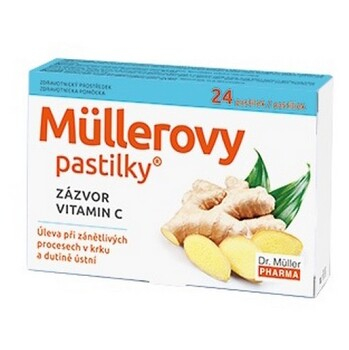 DR. MÜLLER Müllerovy pastilky se zázvorem 24 kusů (Na bolest v krku) - Bylinné