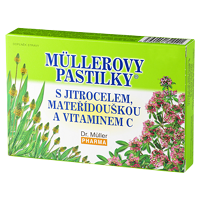 DR. MÜLLER Müllerovy pastilky s jitrocelem, mateřídouškou a vitaminem C 12 pastilek
